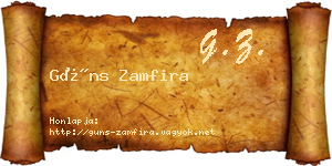Güns Zamfira névjegykártya